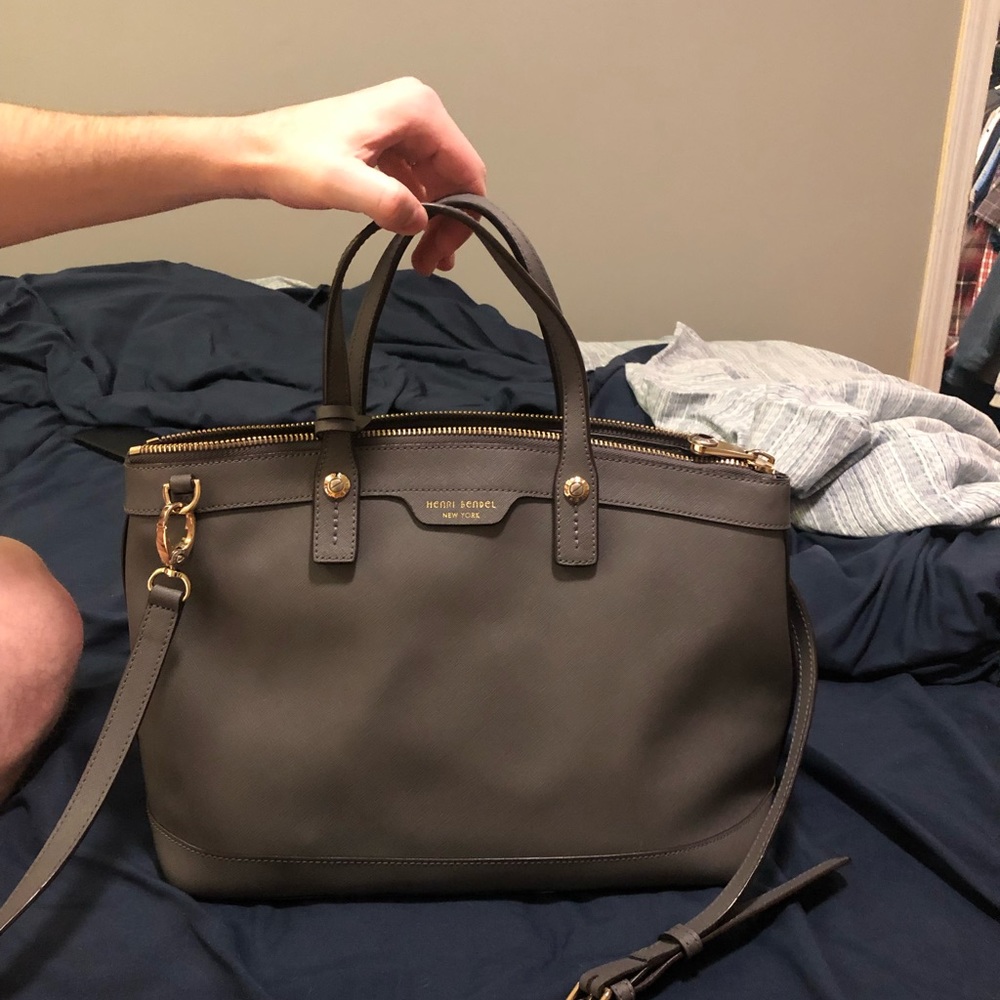 Henri Bendel Gray Leather Tote